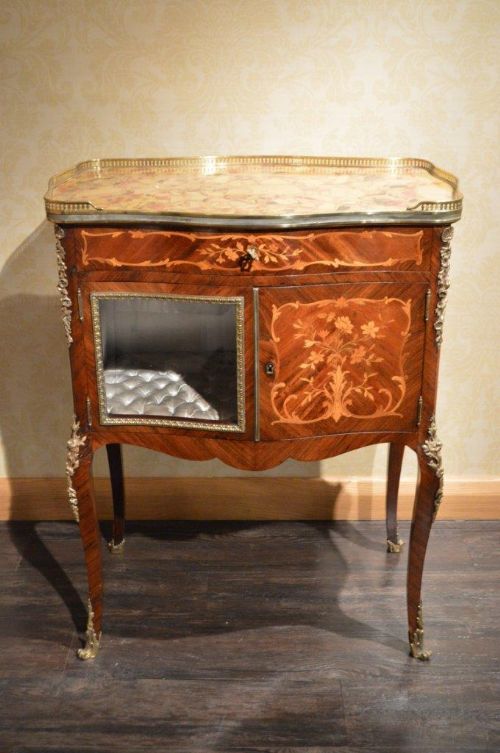 A Rare Rosewood, Marquetry Inlaid & Ormolu French Side Cabinet