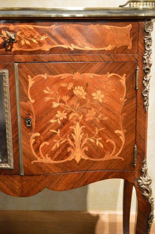 fig 1. A Rare Rosewood, Marquetry Inlaid & Ormolu French Side Cabinet
