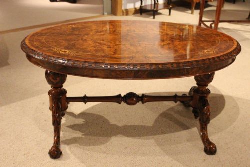 fig 1. A Beautiful Burr Walnut Inlaid Victorian Period Antique Coffee Table (Adapted)