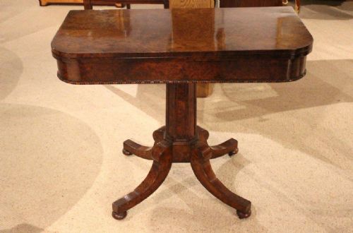fig 1. A Thuya Wood William IV Period Fold Over Card Table