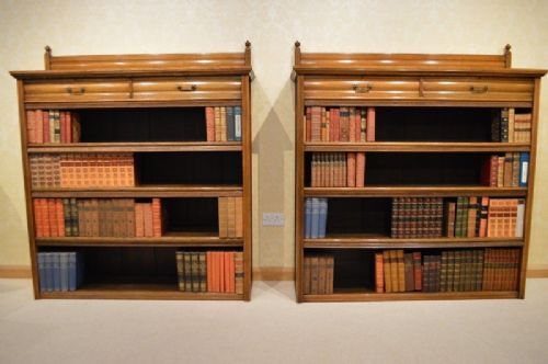 A Good & Rare Pair of Oak Open Bookcases by Gillows of Lancaster