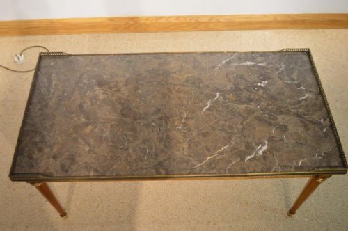 fig 1. A 1920s French Kingwood & Mahogany Marble Top Coffee Table