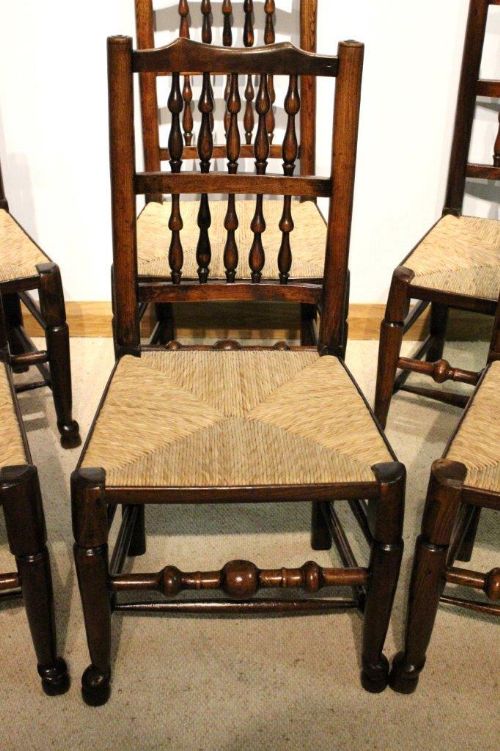 fig 1. A Set Of 8 19th Century Lancashire Spindle-Back Dining Chairs