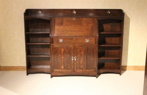 An Oak Arts & Crafts Period Bureau/open Bookcase by Liberty's of London