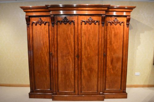 A Very Good Mahogany Early Victorian Period Four Door Wardrobe