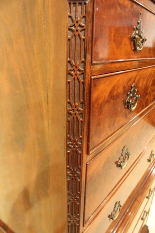 fig 1. A Beautiful Mahogany Edwardian Period Antique Chest On Chest