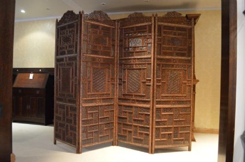 A Late 19th Century Indian Four Fold Pierced Fretwork Screen