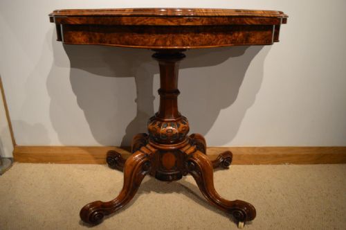 fig 1. A Stunning Quality Burr Walnut Victorian Period Fold Over Card/Games Table