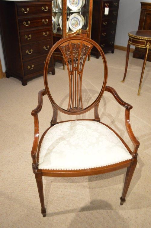 A Beautiful Mahogany Inlaid Edwardian Period Antique Desk/armchair