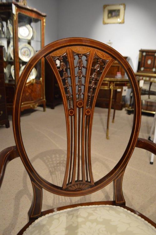 fig 1. A Beautiful Mahogany Inlaid Edwardian Period Antique Desk/Armchair