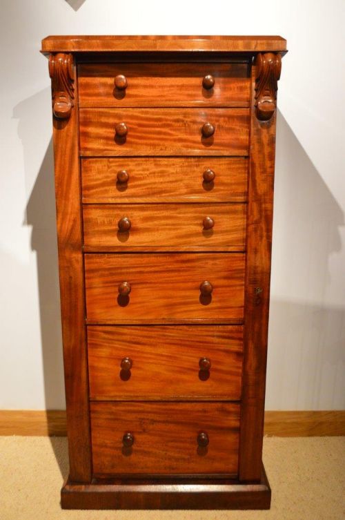 A Mahogany Victorian Period Secretaire Wellington Chest