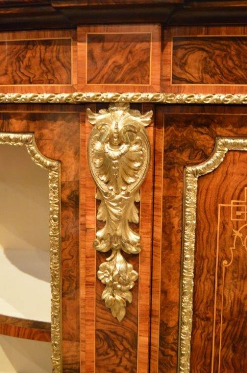 fig 1. A Stunning Quality Burr Walnut Victorian Period Credenza By Gillow & Co, Lancaster