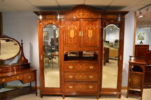 fig 2. A Rare Mahogany Inlaid Late Victorian Period Bedroom Suite