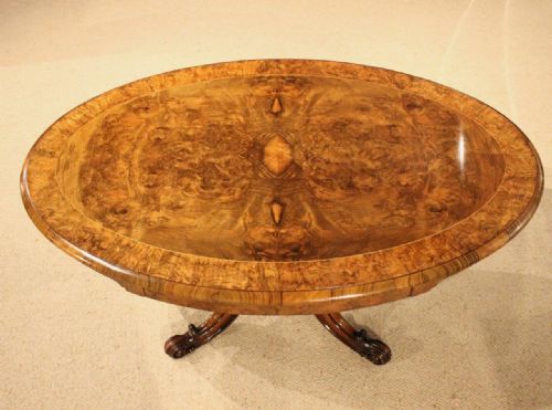 A Beautiful Burr Walnut Victorian Period Antique Coffee Table (Adapted)