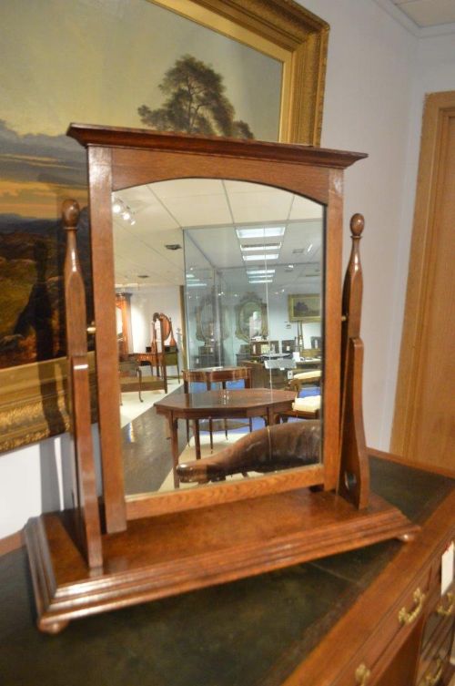 A Large Scale Oak Arts & Crafts Period Dressing Mirror