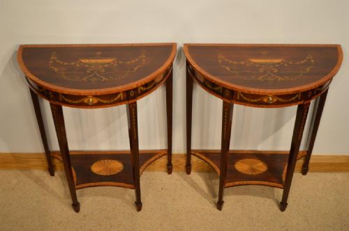 A Fine Pair of Rosewood & Marquetry Inlaid Edwardian Period Side Tables