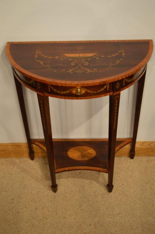 fig 1. A Fine Pair of Rosewood & Marquetry Inlaid Edwardian Period Side Tables