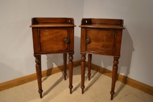 A True & Rare Pair of Mahogany William IV Period Antique Bedside Cabinets