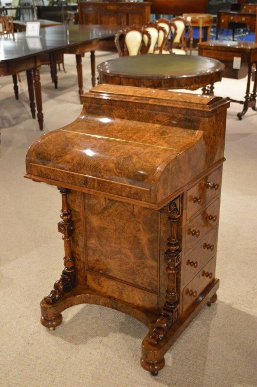 A Stunning Burr Walnut Victorian Period "Pop Up" Davenport