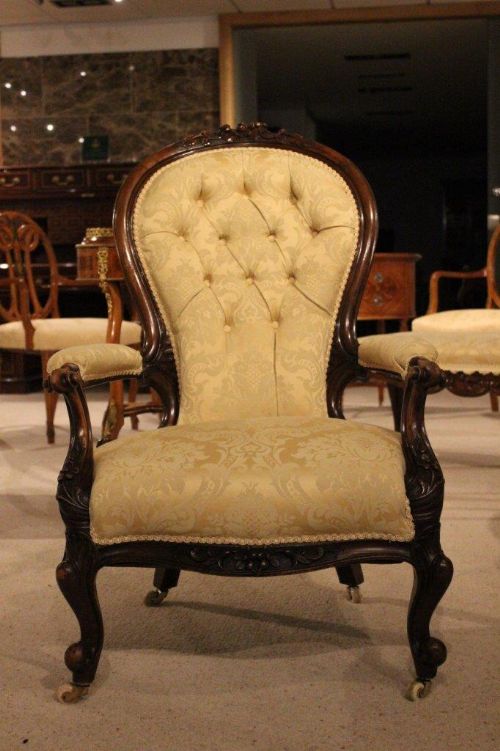 fig 1. A Walnut Victorian Period Carved Open Armchair