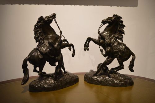 A Pair of French 19th Century Bronze Marley Horses