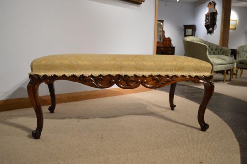A Rosewood Early Victorian Period Cabriole Leg Stool