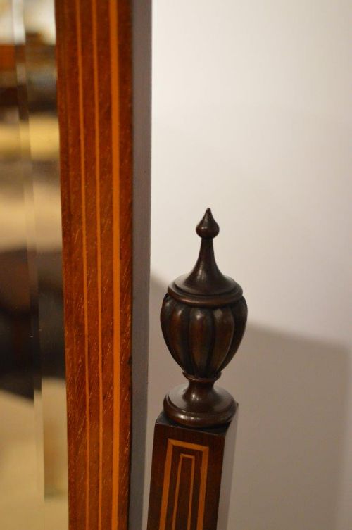 fig 1. A Beautiful Mahogany Inlaid Edwardian Period Cheval/Dressing Mirror