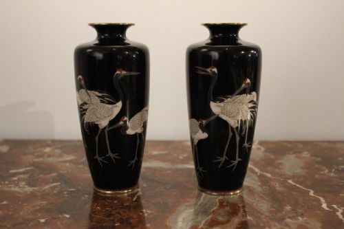 A Pair of Japanese Meiji Period Cloisonné Vases