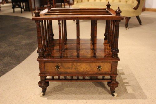 A Burr Walnut & Walnut Victorian Period Antique Canterbury