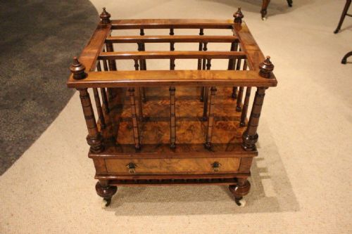fig 1. A Burr Walnut & Walnut Victorian Period Antique Canterbury