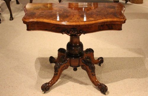 A Fine Burr Walnut Victorian Period Fold Over Games Table