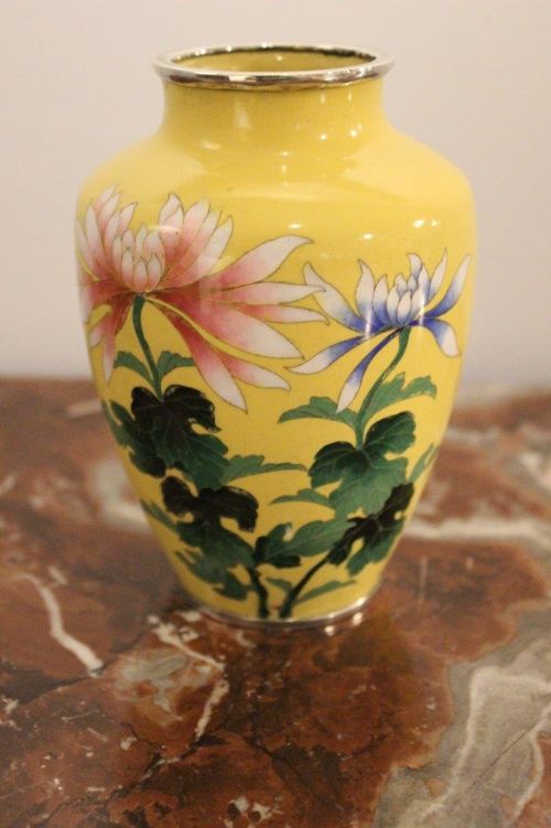 A Japanese Yellow Ground Cloisonné Vase