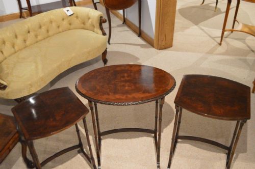 fig 1. A Mahogany & Burr Walnut Edwardian Period Antique Nest Of Tables