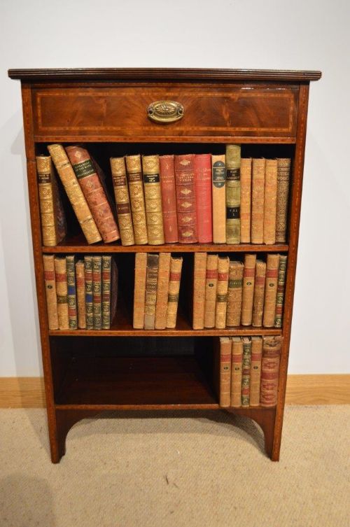A Mahogany Inlaid Edwardian Period Antique Open Bookcase