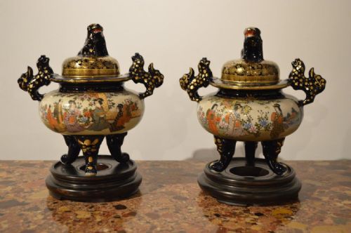 A Pair of Japanese Meiji Period Satsuma Koros