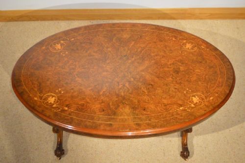 fig 1. A Beautiful Burr Walnut & Marquetry Victorian Period Antique Coffee Table (Adapted)