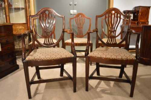 fig 1. A Set Of 6 Mahogany George III Period Hepplewhite Designed Dining Chairs