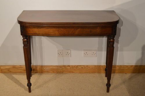 A Cuban Mahogany Regency Period D Shaped Fold Over Card Table