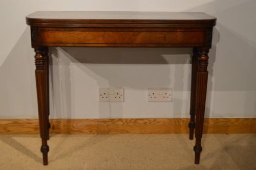 fig 1. A Cuban Mahogany Regency Period D Shaped Fold Over Card Table