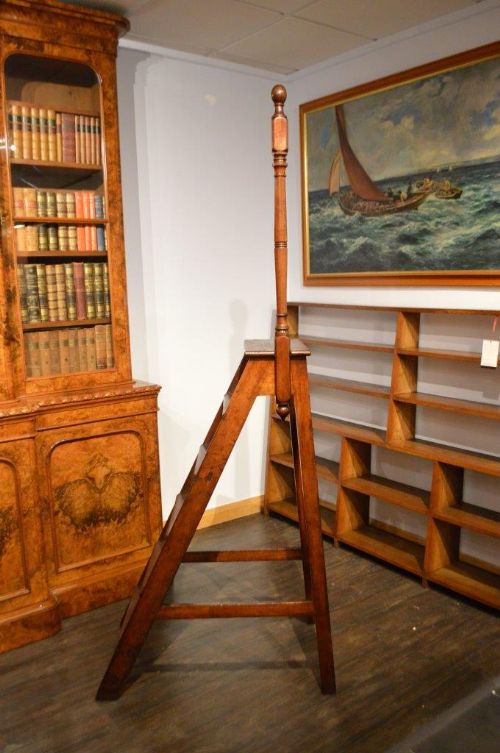 Rare Mahogany Victorian Period Antique Library Steps