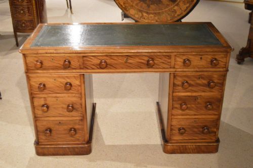 A Walnut Victorian Period Antique Pedestal Desk