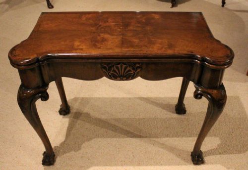 A Fine Walnut George II Style Fold Over Games Table by Tozer of London
