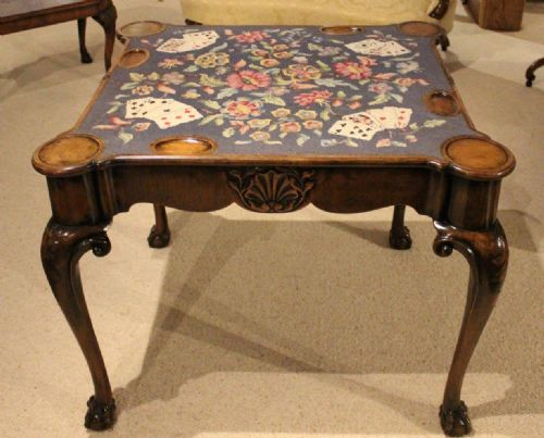 fig 1. A Fine Walnut George II Style Fold Over Games Table By Tozer Of London