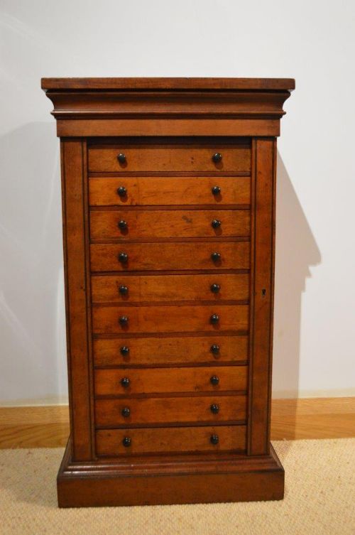 fig 1. A Small Mahogany Victorian Period Collectors Wellington Chest