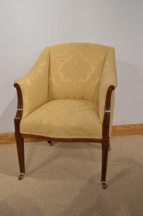 A Beautiful Mahogany Inlaid Edwardian Period Antique Armchair