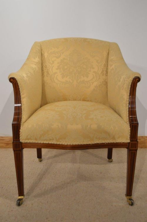 fig 1. A Beautiful Mahogany Inlaid Edwardian Period Antique Armchair