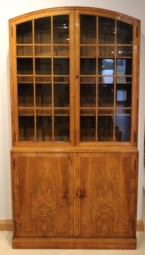 fig 1. A Stylish Walnut Art Deco Period Bookcase By Heals Of London
