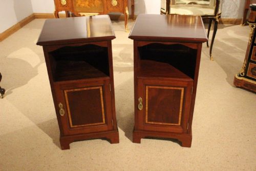 A Good Pair of Mahogany Inlaid Edwardian Period Bedside Cabinets
