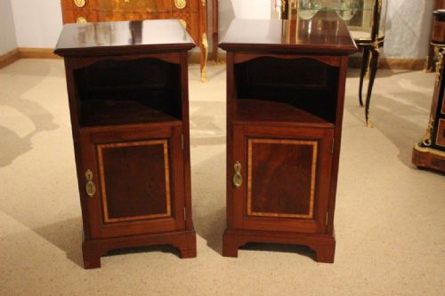 fig 1. A Good Pair Of Mahogany Inlaid Edwardian Period Bedside Cabinets