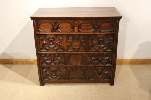 fig 1. An Oak Late 17th Century Geometric Moulded Chest Drawers